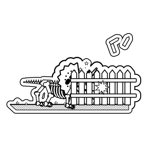 Triceratops — Took a shortcut through a picket fence. dinosaur sticker