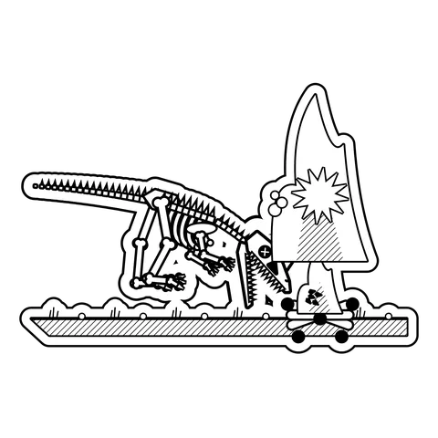 Dilophosaurus — Spat on the campfire. Flammable. dinosaur sticker