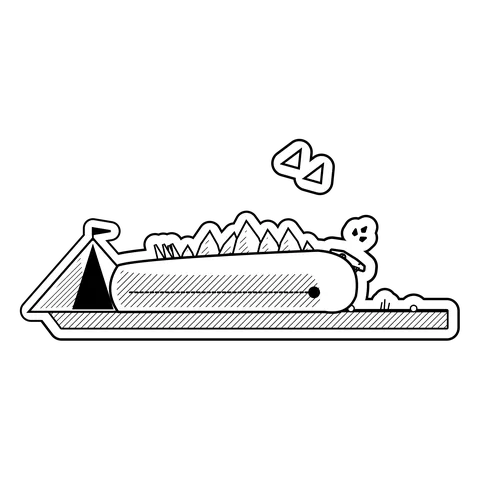 Stegosaurus — Zipped into a sleeping bag. Plates went through it. dinosaur sticker