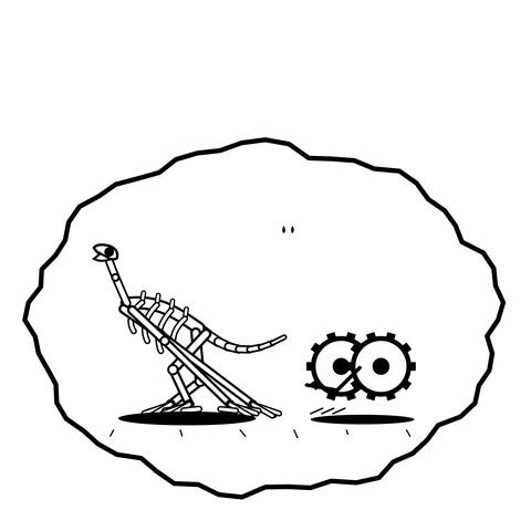 Tail in gears — Mishap dinosaur sticker