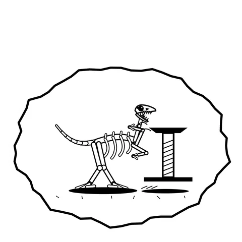 Jack under own perch — Mishap dinosaur sticker