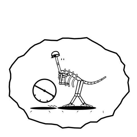 Compass leg circle — Mishap dinosaur sticker