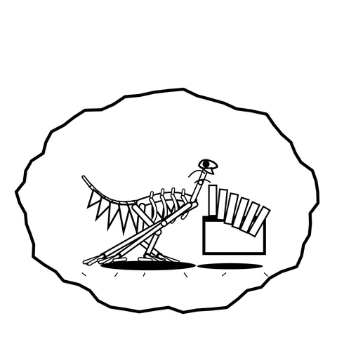 Dish rack collapse — Mishap dinosaur sticker