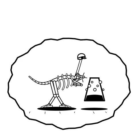 Flask backwash — Mishap dinosaur sticker