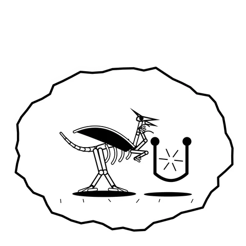 Magnet misread — Mishap dinosaur sticker