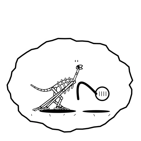 Vacuum hose bite — Mishap dinosaur sticker