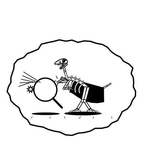 Lens focal point — Mishap dinosaur sticker