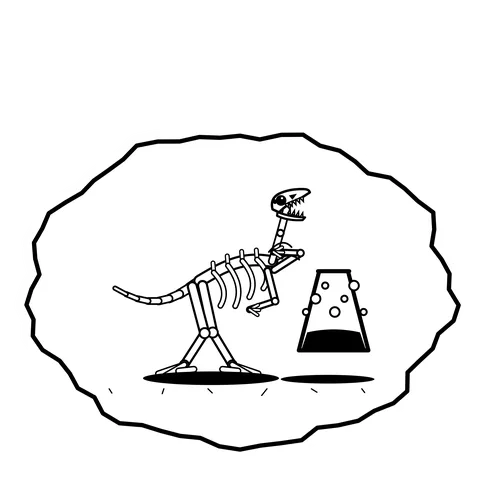 Bubbling vat — Mishap dinosaur sticker