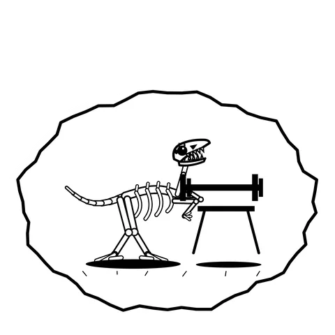 Barbell bench fold — Mishap dinosaur sticker