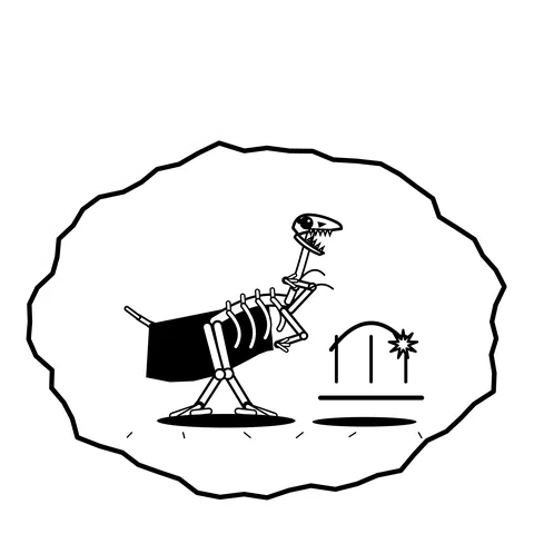 Fencing own tail — Mishap dinosaur sticker