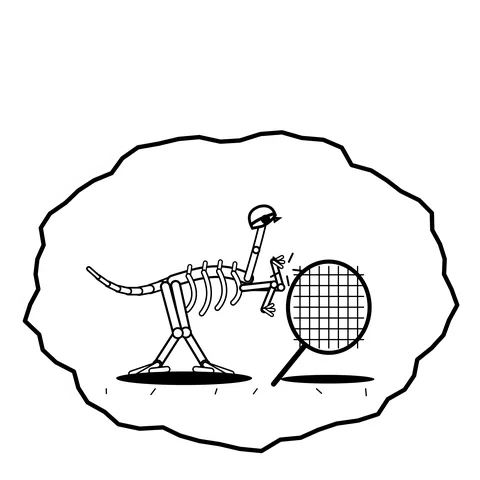 Racket string snare — Mishap dinosaur sticker