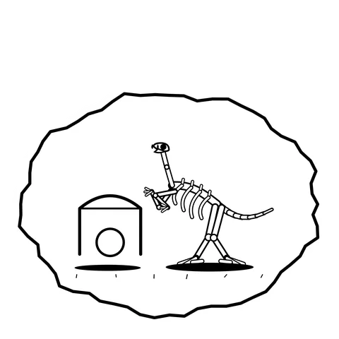 Croquet hoop collapse — Mishap dinosaur sticker