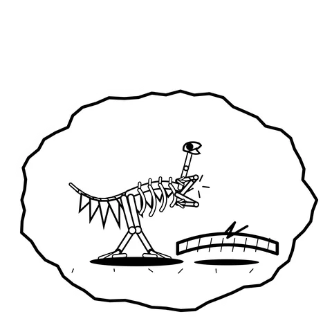 Log bridge crack — Mishap dinosaur sticker