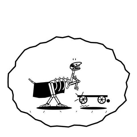 Roller skate pebble — Mishap dinosaur sticker