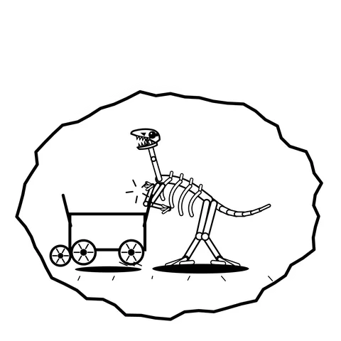Pedal cart wheel — Mishap dinosaur sticker