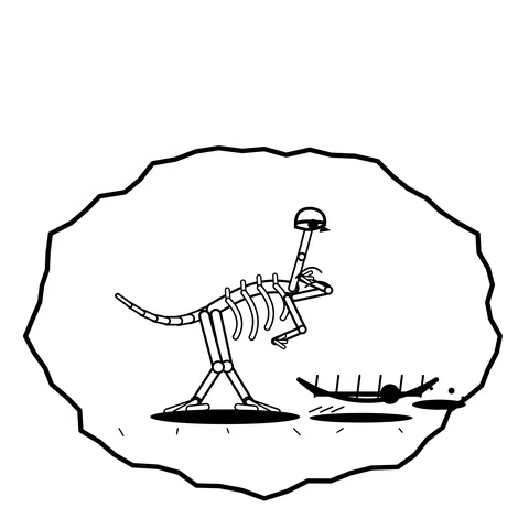Raft with a hole — Mishap dinosaur sticker