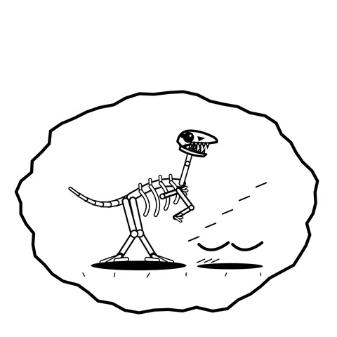 Backward skis — Mishap dinosaur sticker