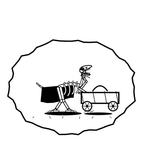 Runaway wagon — Mishap dinosaur sticker