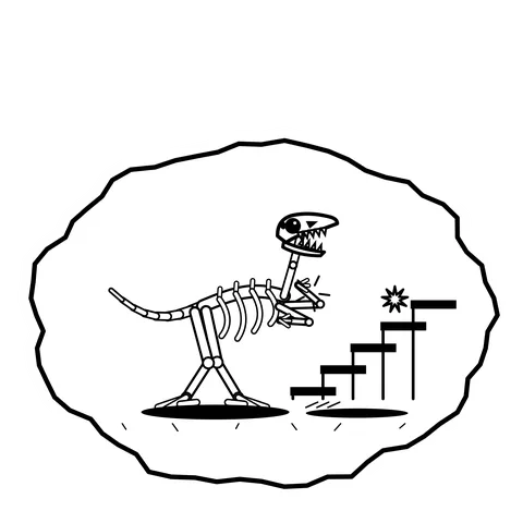 Staircase gap — Mishap dinosaur sticker