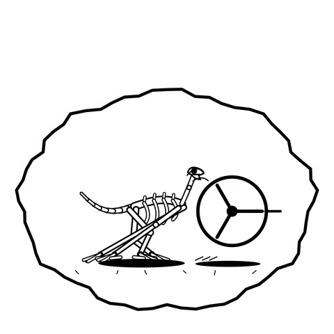 Revolving door tail — Mishap dinosaur sticker