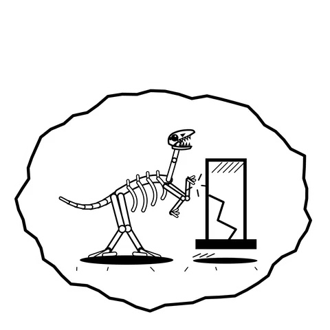 Cracked column — Mishap dinosaur sticker