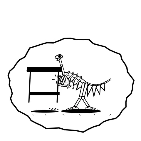 Lowering ceiling — Mishap dinosaur sticker