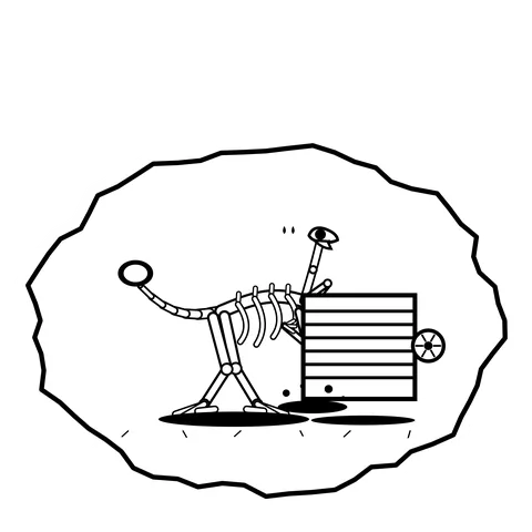Floodgate lever — Mishap dinosaur sticker