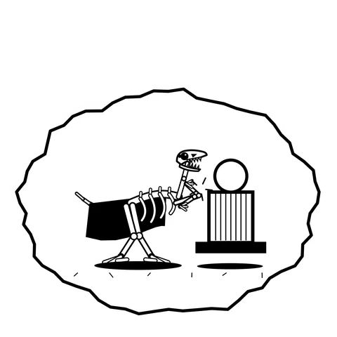 Idol plinth — Mishap dinosaur sticker