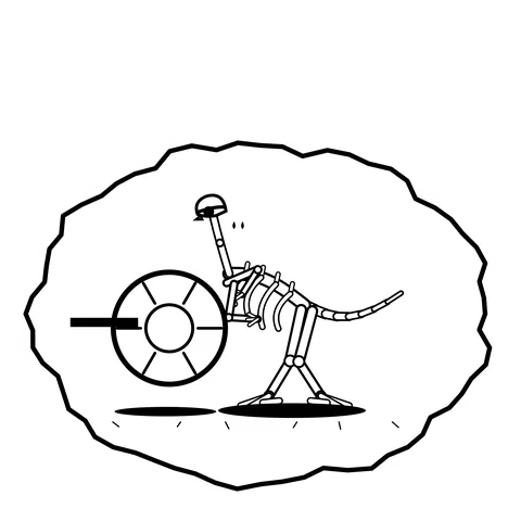 Vault door pull — Mishap dinosaur sticker