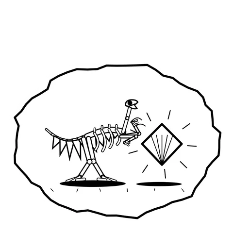 Giant gem focus — Mishap dinosaur sticker