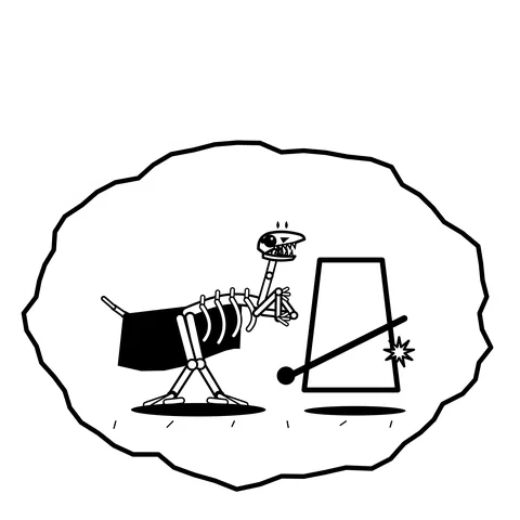 Levered monolith — Mishap dinosaur sticker