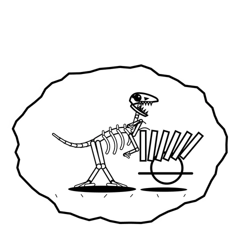 Skull bowling ball — Mishap dinosaur sticker