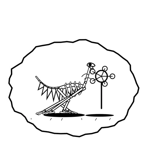 Horn in chandelier — Mishap dinosaur sticker
