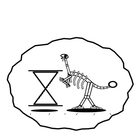 Hourglass headstand — Mishap dinosaur sticker