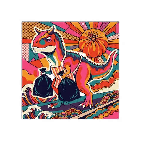 Carnotaurus — Taking out trash dinosaur sticker