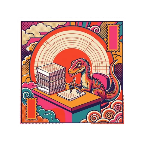 Compsognathus — Doing paperwork dinosaur sticker