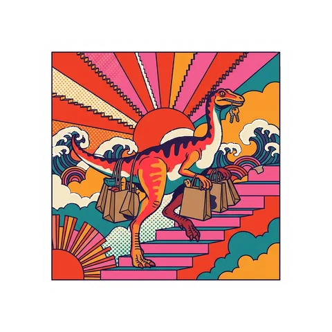 Gallimimus — Carrying groceries upstairs dinosaur sticker