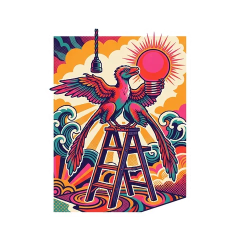 Microraptor — Changing lightbulb dinosaur sticker