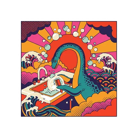 Plesiosaurus — Washing dishes dinosaur sticker
