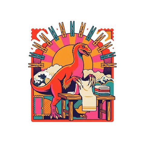 Therizinosaurus — Folding laundry dinosaur sticker