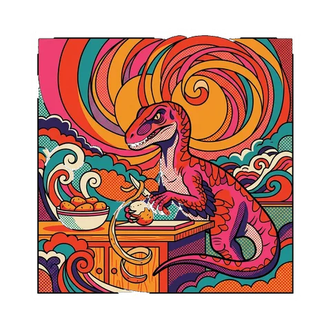 Utahraptor — Peeling potatoes dinosaur sticker