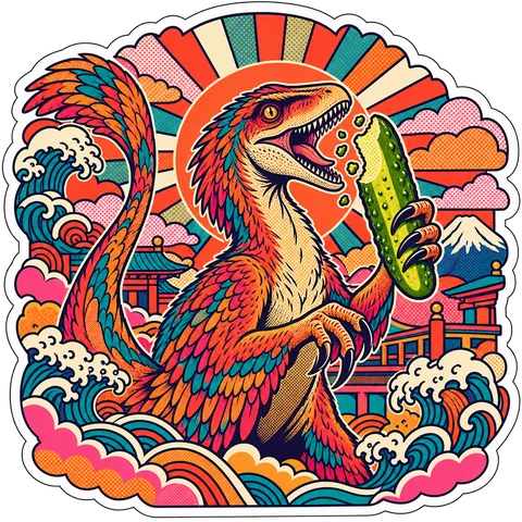 Velociraptor — Long pickle spear dinosaur sticker