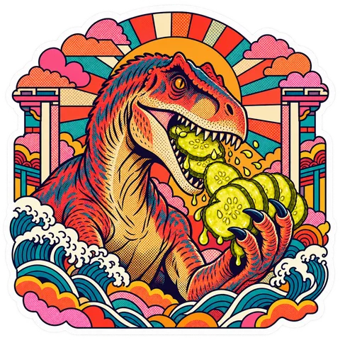 Allosaurus — Round bread-and-butter coins dinosaur sticker