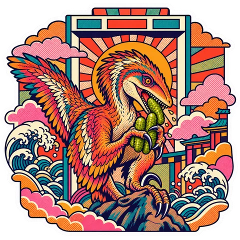 Deinonychus — Cluster of baby gherkins dinosaur sticker