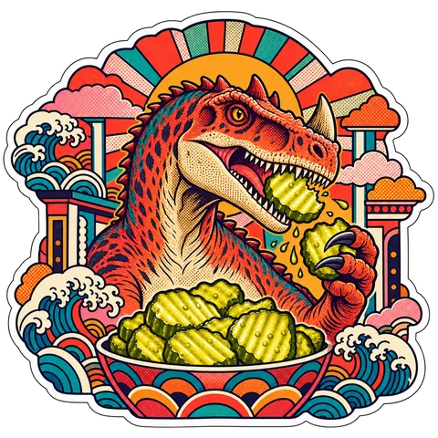 Ceratosaurus — Crinkle-cut pickle chips dinosaur sticker