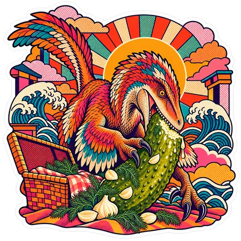 Utahraptor — Garlic dill dinosaur sticker