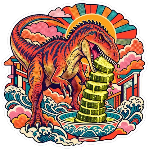 Carcharodontosaurus — Pickle coin tower dinosaur sticker