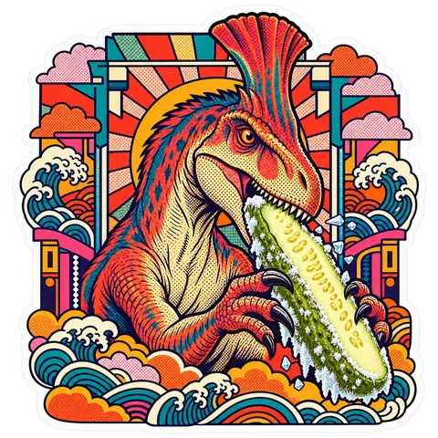 Cryolophosaurus — Frosted pickle spear dinosaur sticker