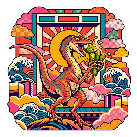 Compsognathus — Mini sweet gherkins dinosaur sticker