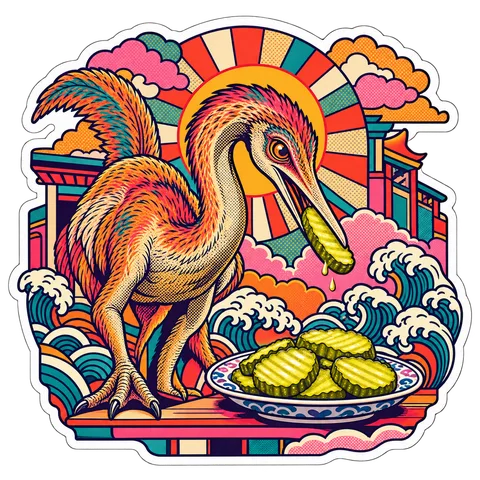 Gallimimus — Pickle sandwich slices dinosaur sticker